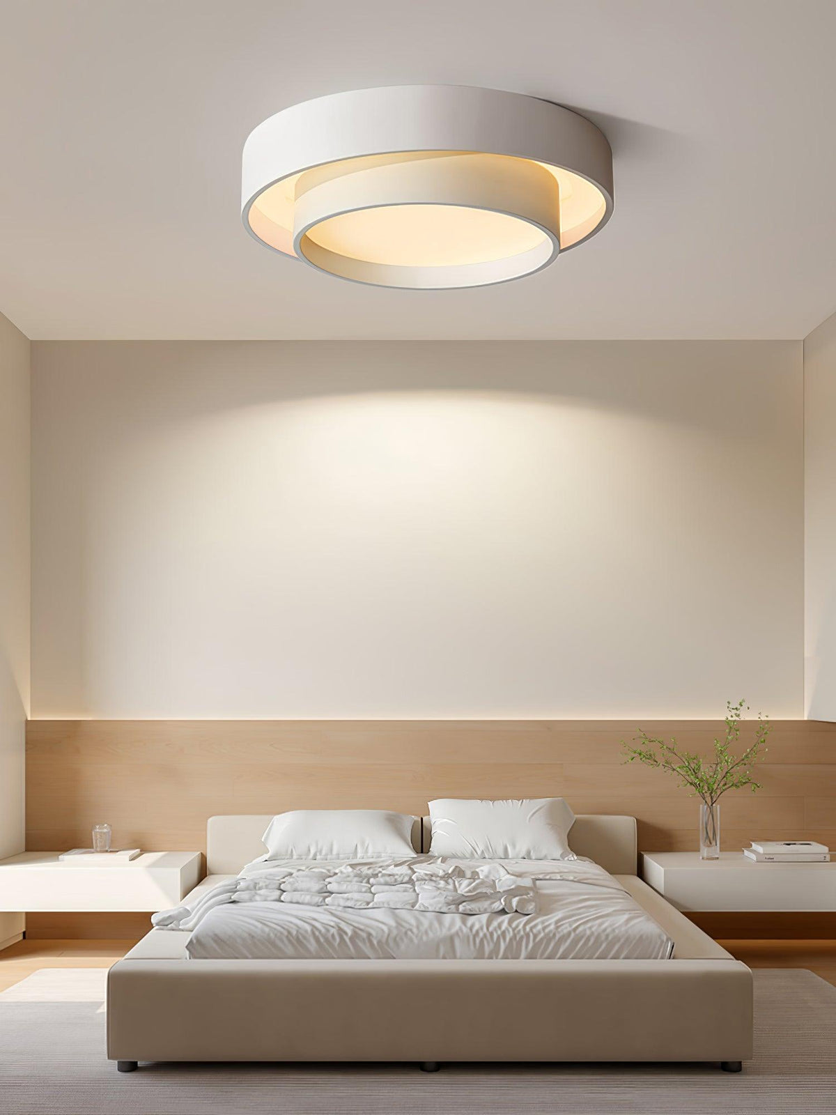 Modern Layered Drum Flush Mount Ceiling Light with Integrated LED for Living Room & Bedroom | Thomler