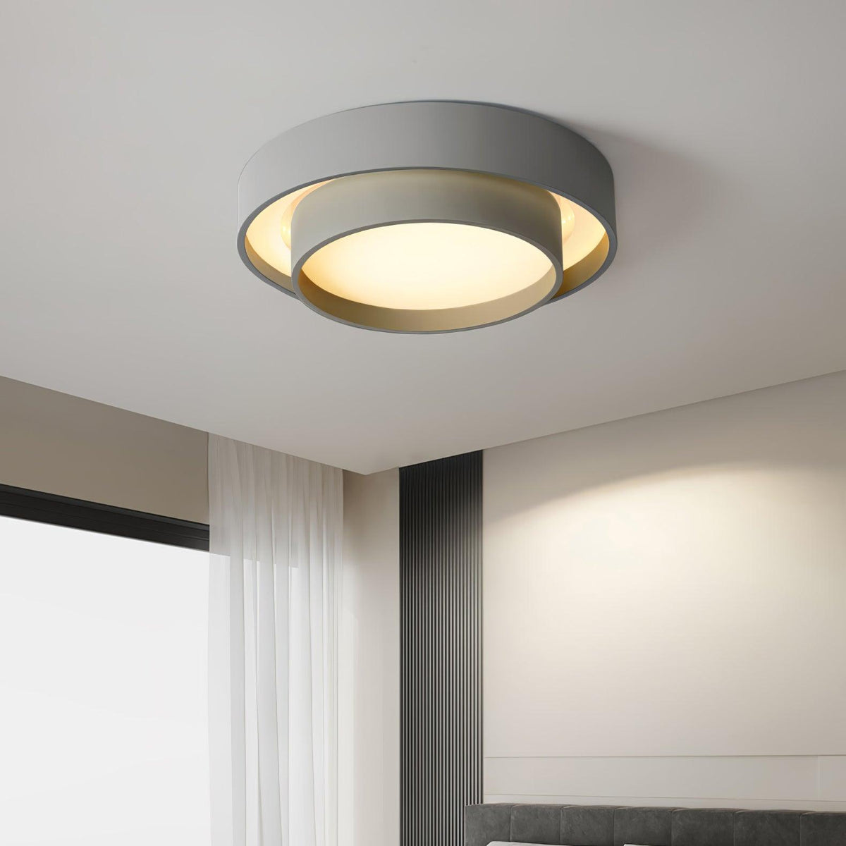 Modern Layered Drum Flush Mount Ceiling Light with Integrated LED for Living Room & Bedroom | Thomler