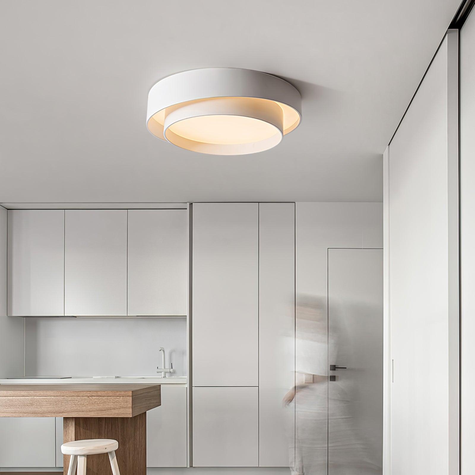 Modern Layered Drum Flush Mount Ceiling Light with Integrated LED for Living Room & Bedroom | Thomler