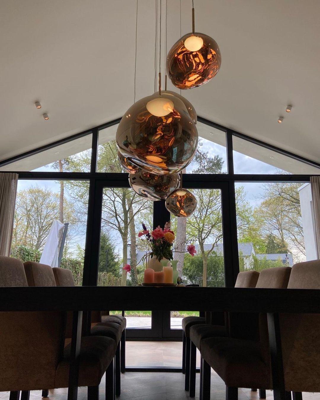 Pendant Lamp Metal 11 in Adjustable Ceiling Light Silver Gold Rose Gold Smoky Gray | Thomler