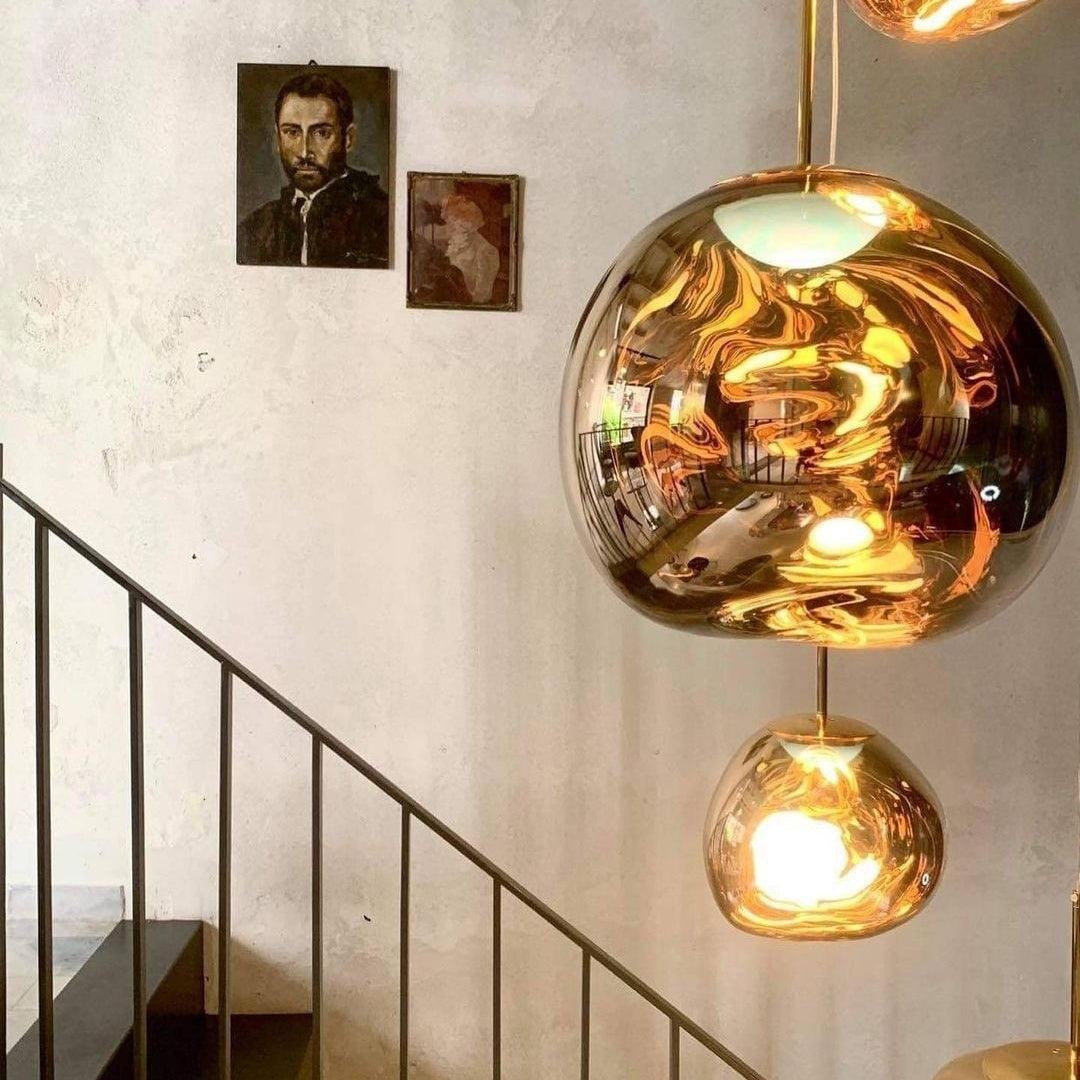 Pendant Lamp Metal 11 in Adjustable Ceiling Light Silver Gold Rose Gold Smoky Gray | Thomler