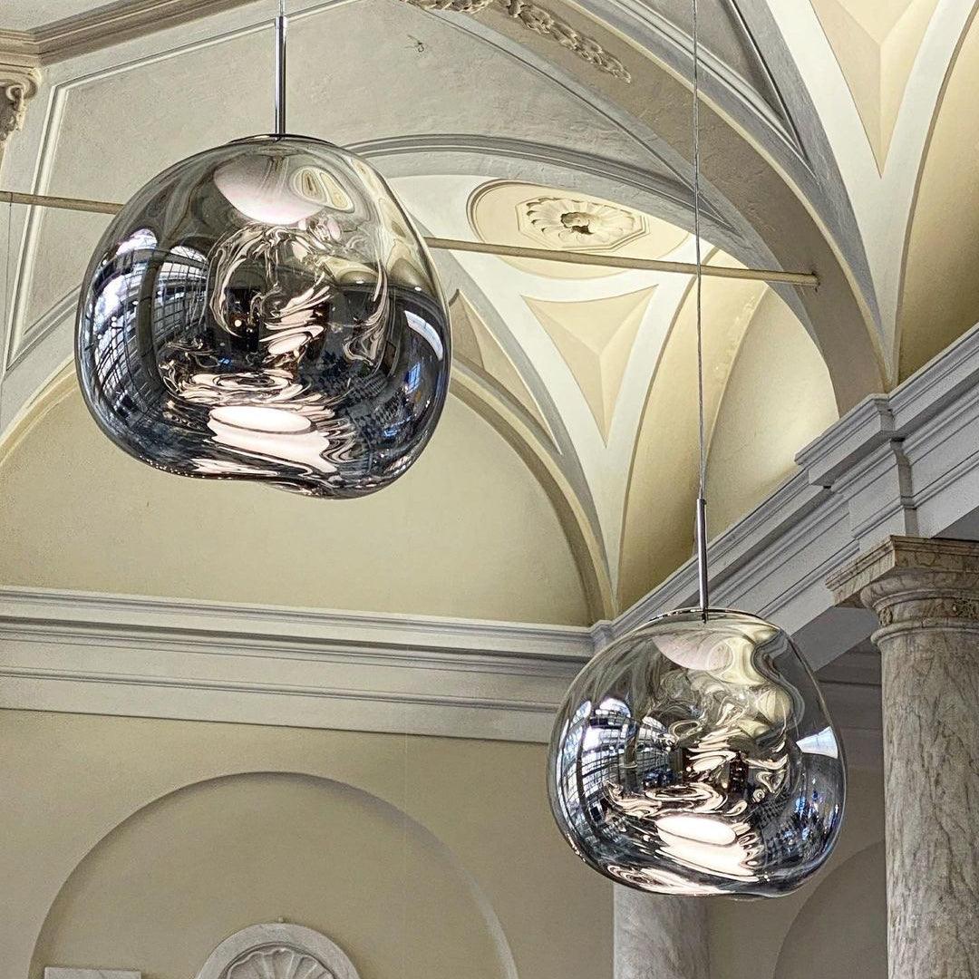 Pendant Lamp Metal 11 in Adjustable Ceiling Light Silver Gold Rose Gold Smoky Gray | Thomler