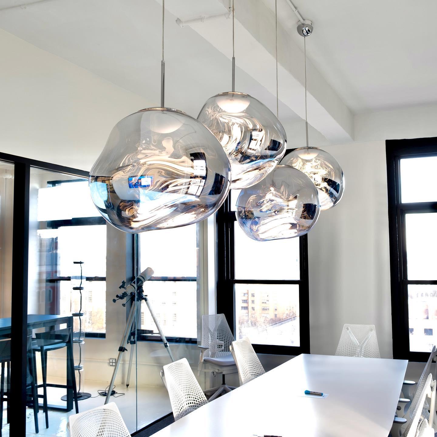 Pendant Lamp Metal 11 in Adjustable Ceiling Light Silver Gold Rose Gold Smoky Gray | Thomler