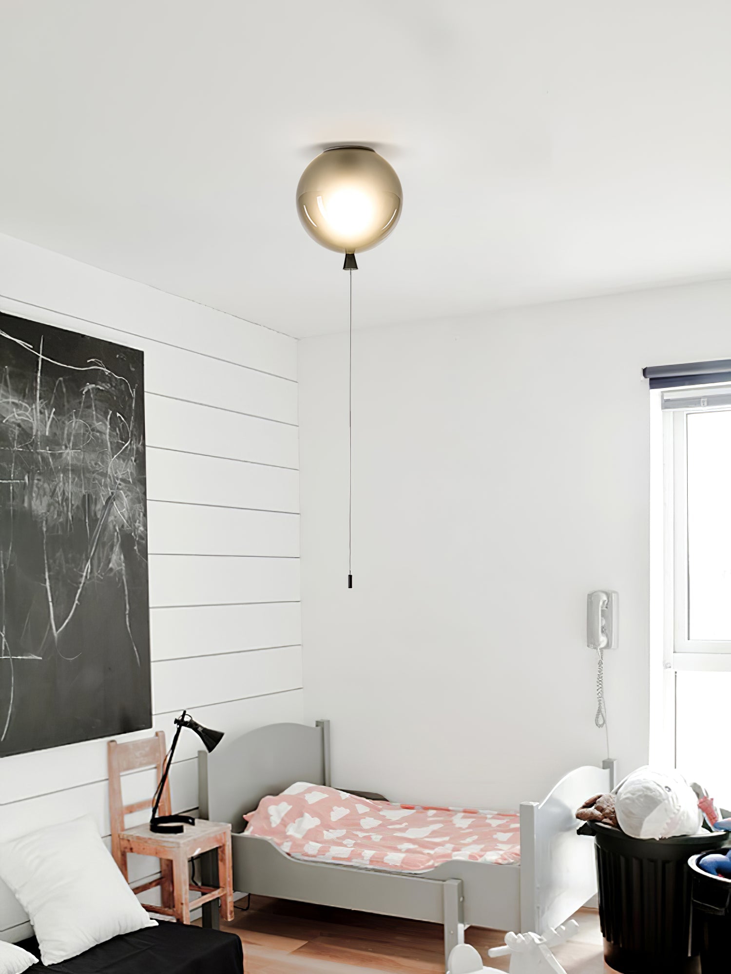 Ceiling Lamp Plastic Balloon 35.0 cm Yellow Childrens Room Pull Cord Hanging Light Playroom Nursery E27 Fixture | Thomler