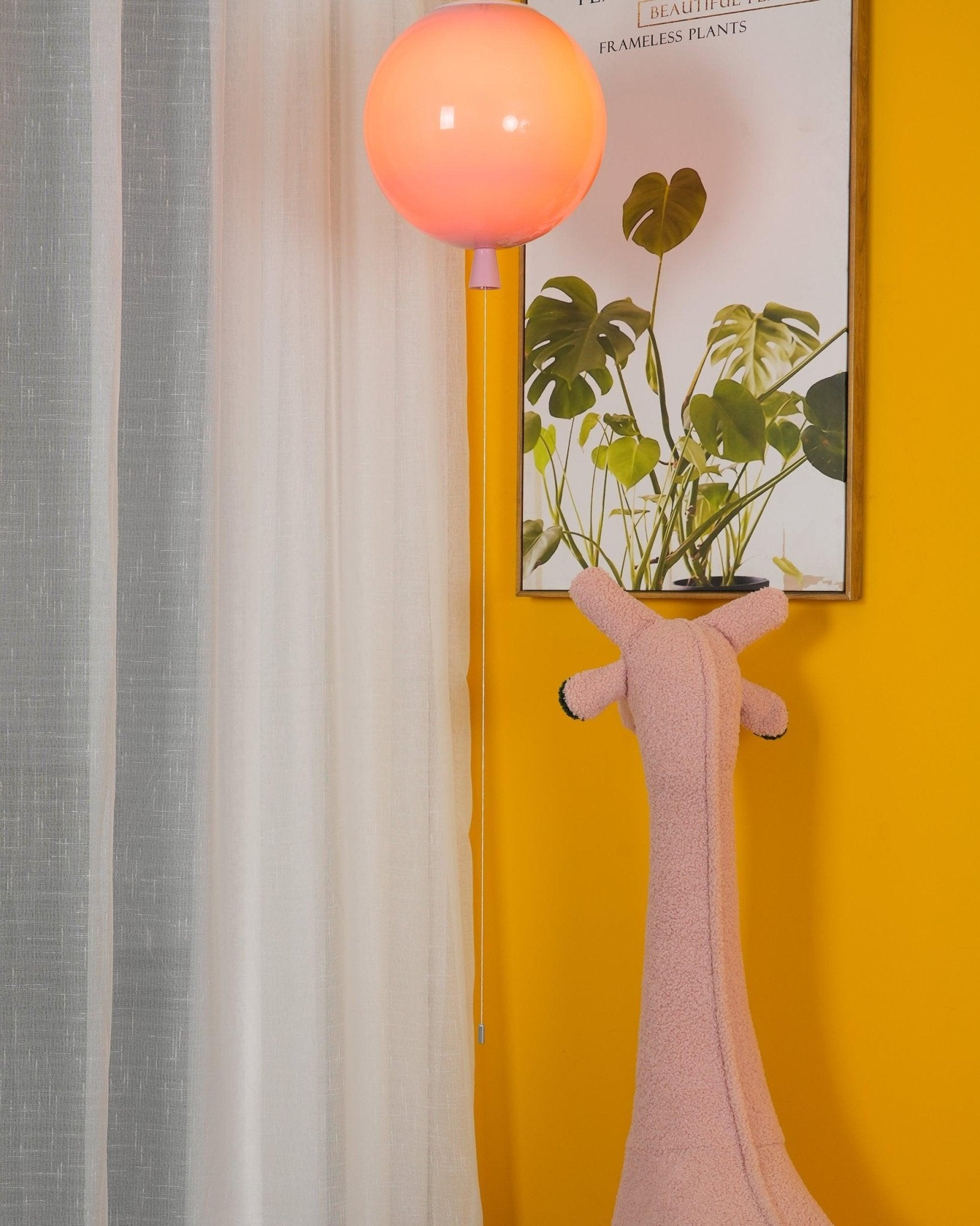 Ceiling Lamp Plastic Balloon 35.0 cm Yellow Childrens Room Pull Cord Hanging Light Playroom Nursery E27 Fixture | Thomler