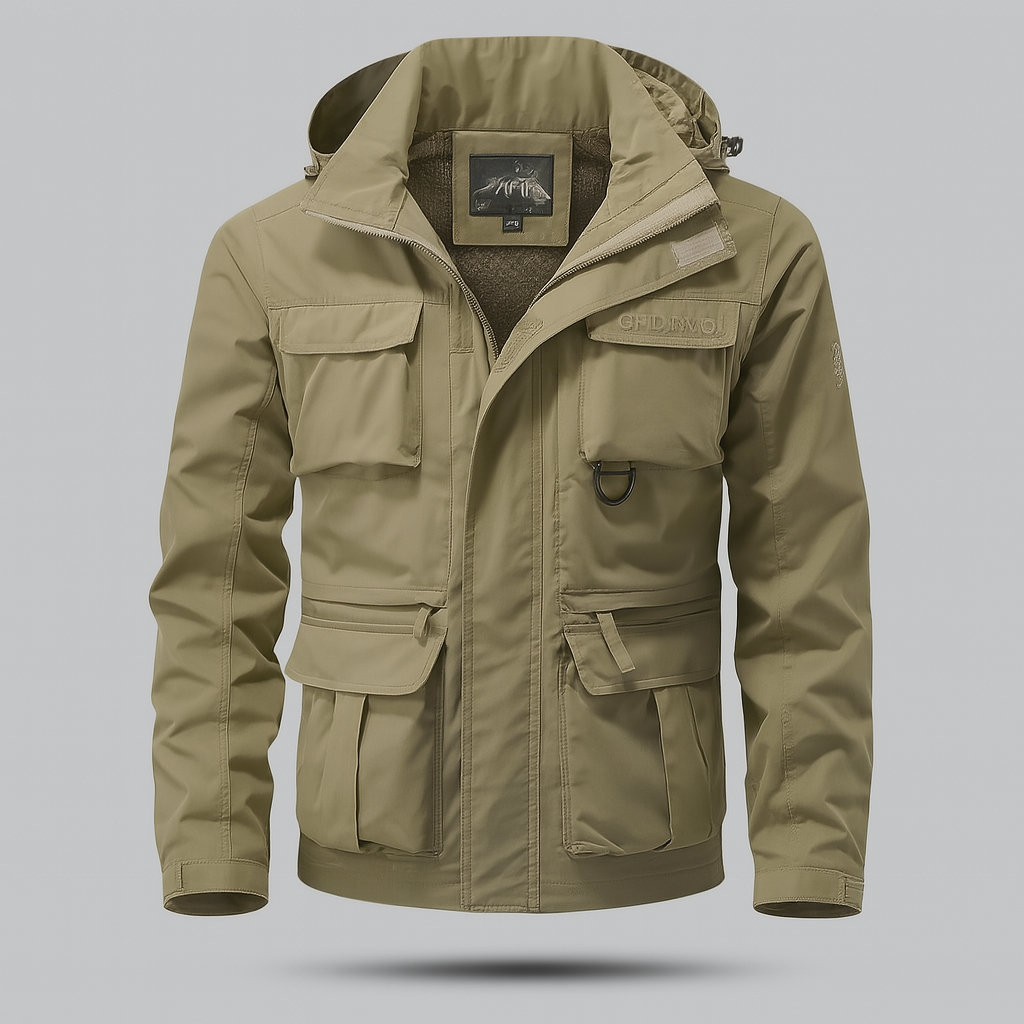 Men's Insulated Winter Jacket with Adjustable Hood & Cargo Pockets for Cold Weather | Thomler
