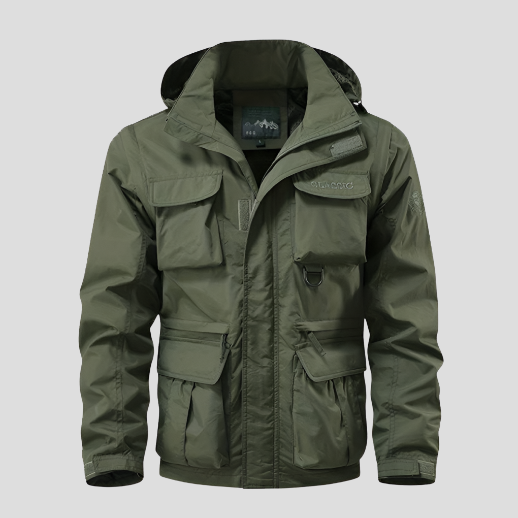 Men's Insulated Winter Jacket with Adjustable Hood & Cargo Pockets for Cold Weather | Thomler