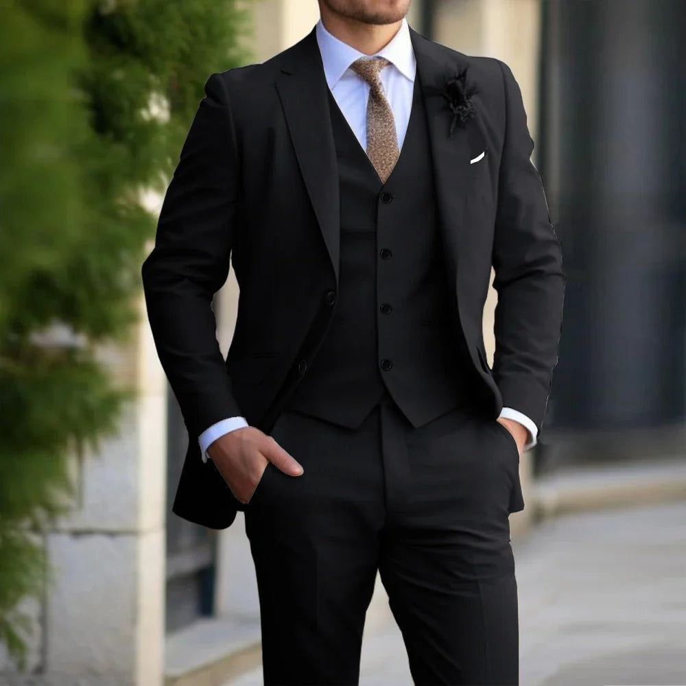 Tailored 3-Piece Suit for Men - Blazer, Vest & Pants Set in Slim Fit for Business, Weddings & Formal Events | Thomler