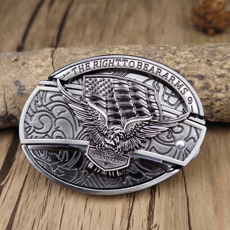 Western Metal Belt Buckle with Hidden EDC Tool | Interchangeable Oval Designs for Men & Women | Fits 1.5 Inch Belts | Rodeo Ranch Country | Thomler