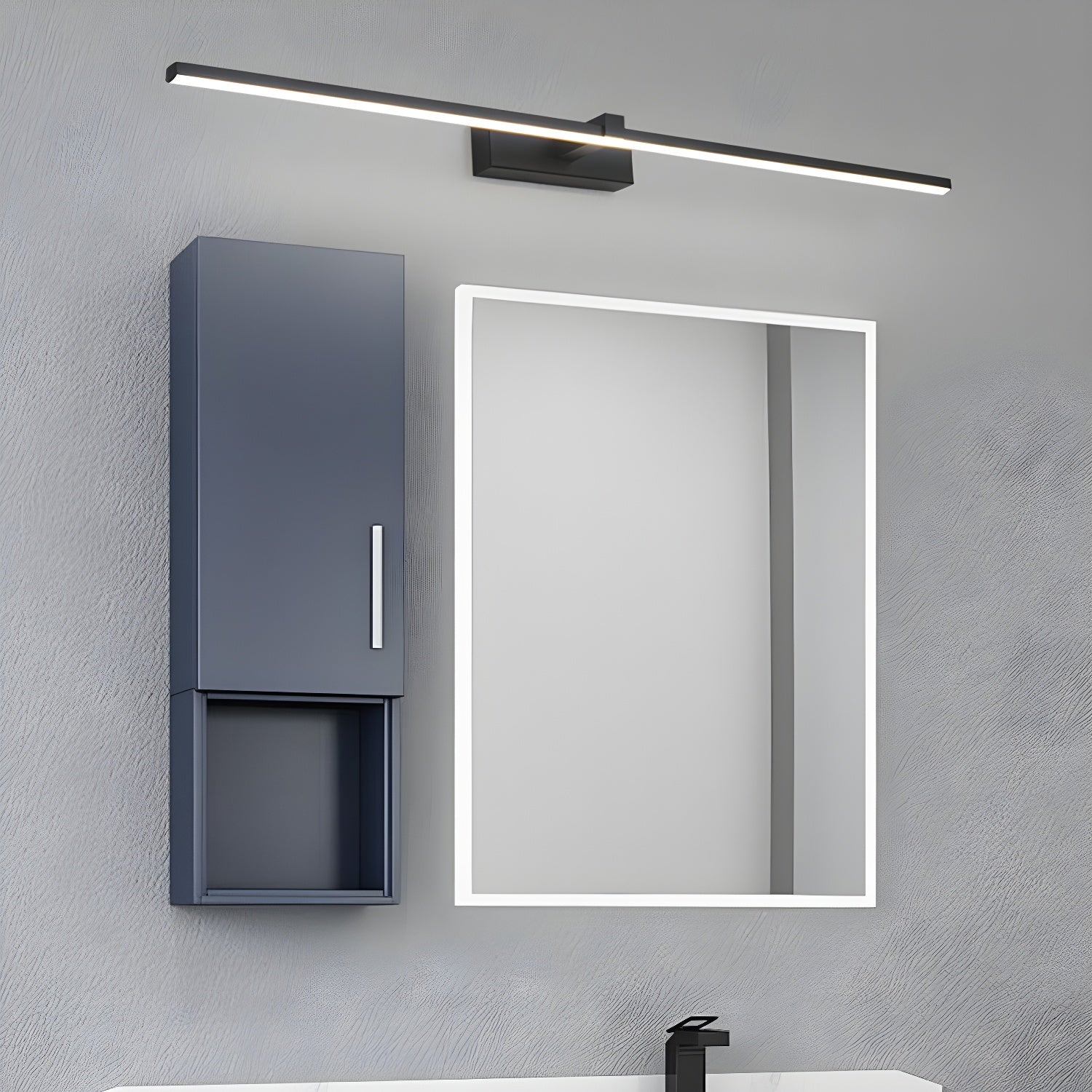 Metal Linear Wall Light Aluminum 15.7 in 1-Light Black Bathroom Vanity Lighting | Thomler