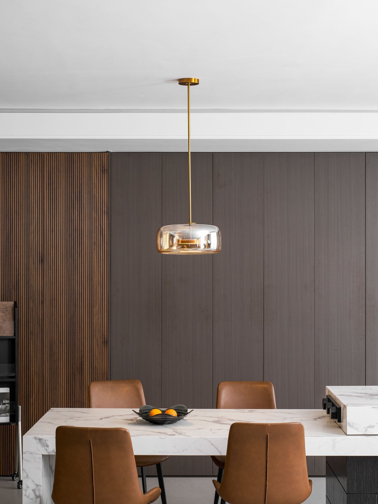 Smoked Glass Pendant Light 10.2 in LED Kitchen Island Dining Ceiling Fixture Modern Adjustable Hanging Lamp | Thomler