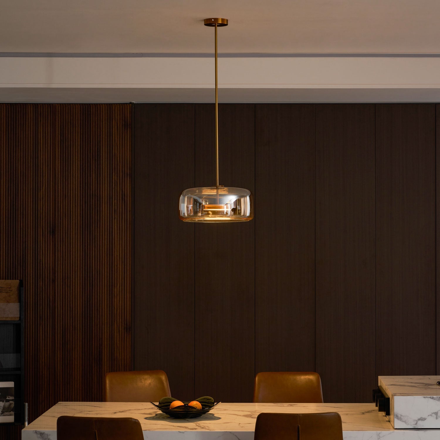 Smoked Glass Pendant Light 10.2 in LED Kitchen Island Dining Ceiling Fixture Modern Adjustable Hanging Lamp | Thomler