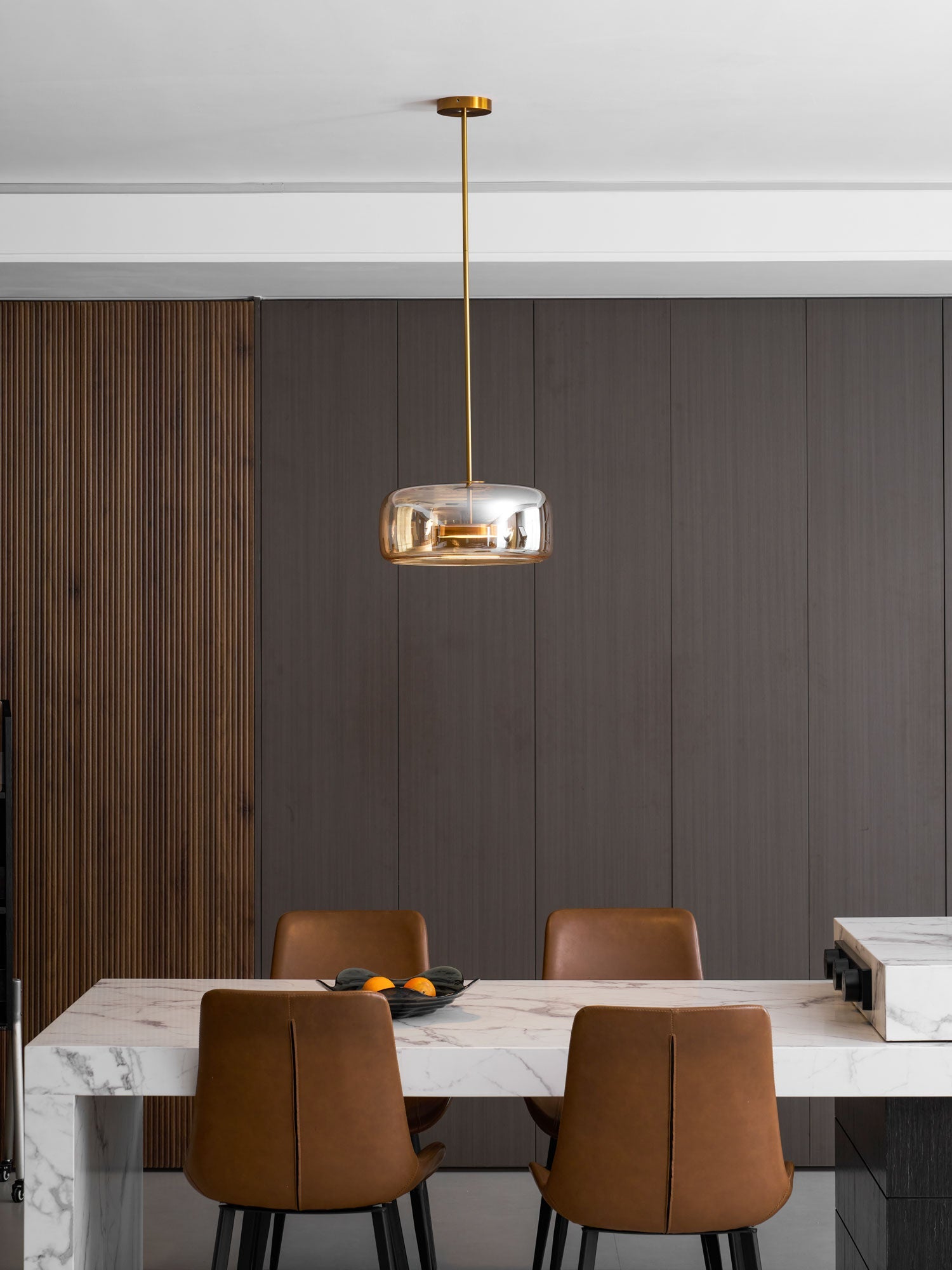 Smoked Glass Pendant Light 10.2 in LED Kitchen Island Dining Ceiling Fixture Modern Adjustable Hanging Lamp | Thomler