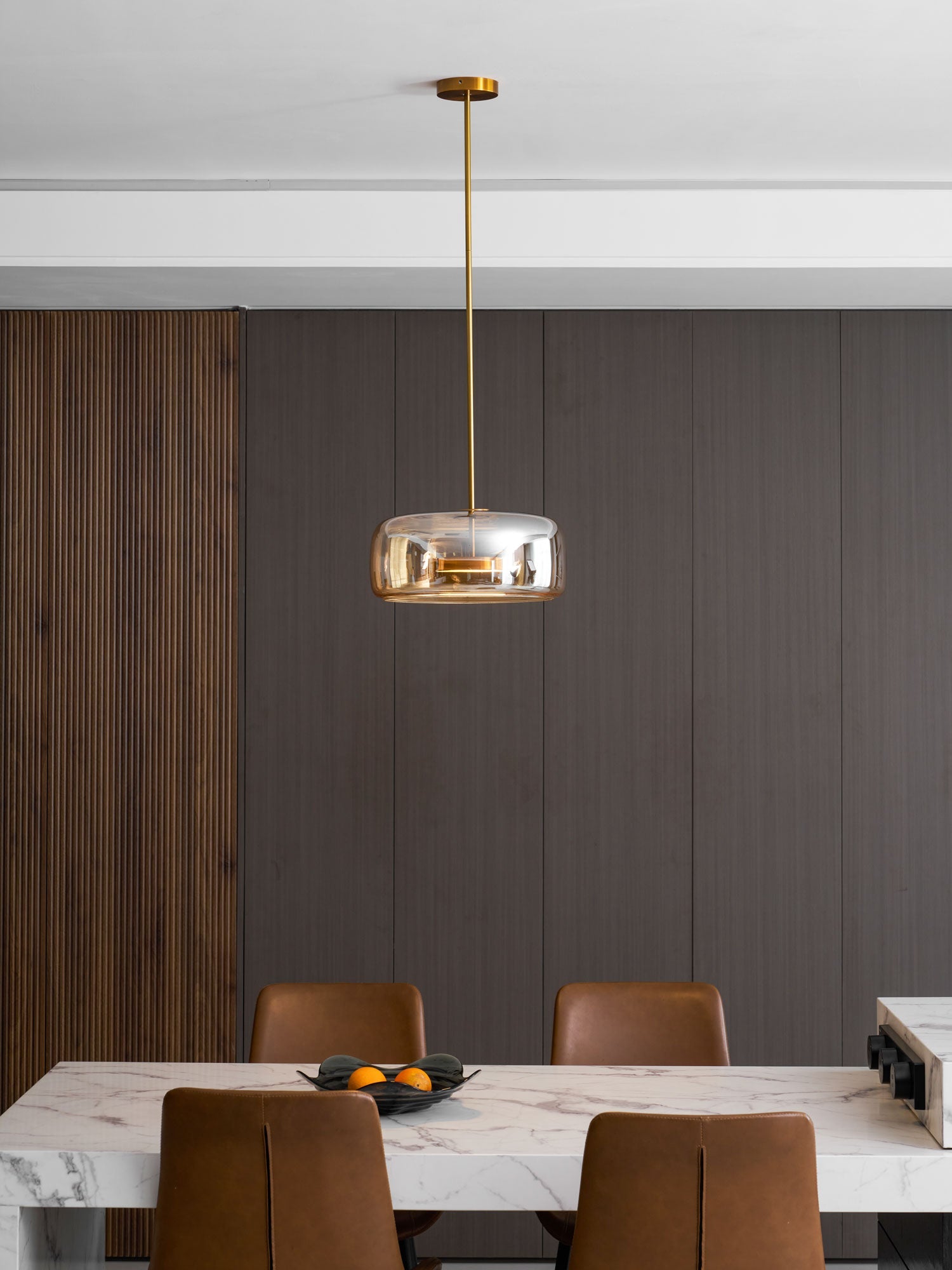 Smoked Glass Pendant Light 10.2 in LED Kitchen Island Dining Ceiling Fixture Modern Adjustable Hanging Lamp | Thomler