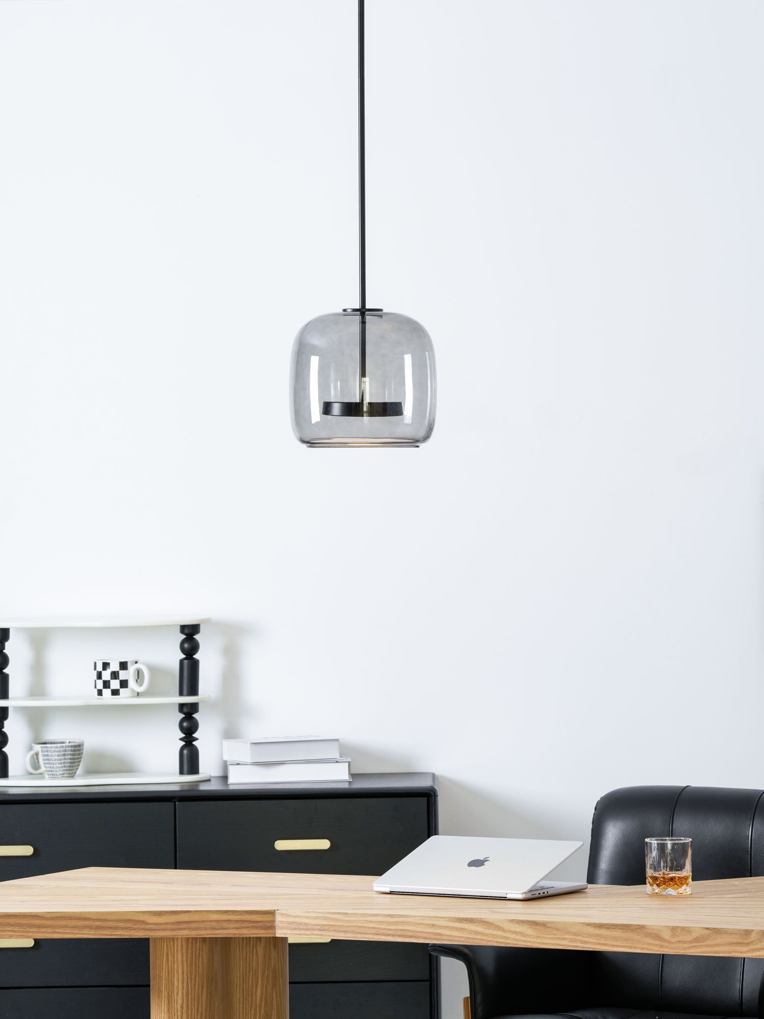Smoked Glass Pendant Light 10.2 in LED Kitchen Island Dining Ceiling Fixture Modern Adjustable Hanging Lamp | Thomler