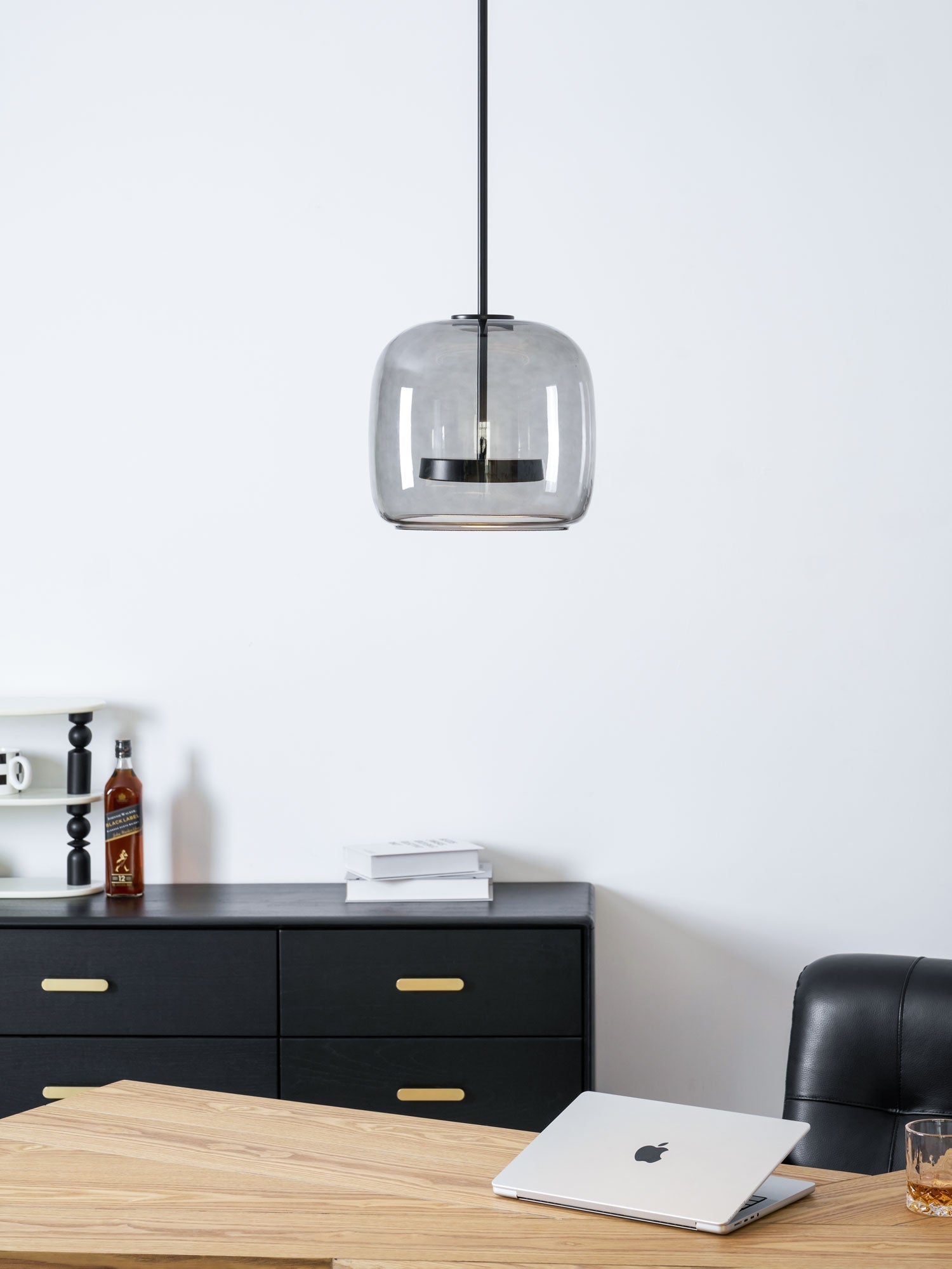 Smoked Glass Pendant Light 10.2 in LED Kitchen Island Dining Ceiling Fixture Modern Adjustable Hanging Lamp | Thomler