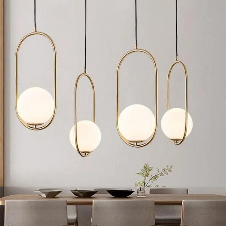 Glass Pendant Light with Metal Frame for Kitchen Island Dining Room Contemporary Ceiling Fixture Modern Hanging Lamp | Thomler