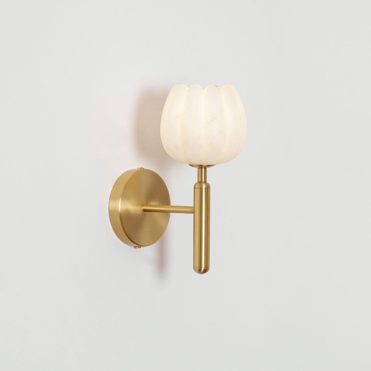 Brass Wall Sconce 12.2 in LED Indoor Alabaster Flower Decorative Lighting | Thomler