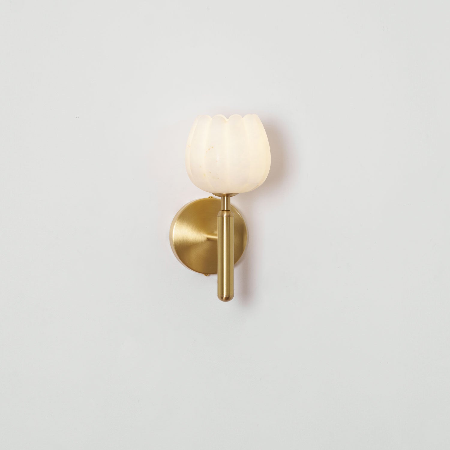 Brass Wall Sconce 12.2 in LED Indoor Alabaster Flower Decorative Lighting | Thomler