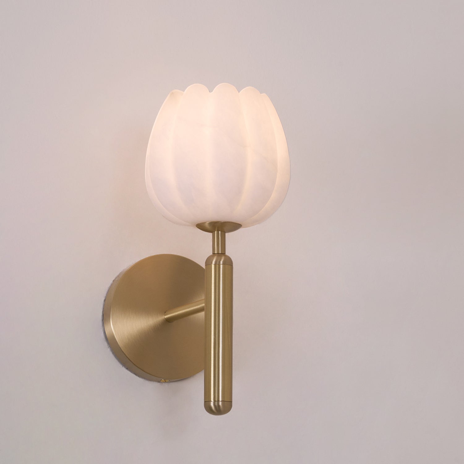 Brass Wall Sconce 12.2 in LED Indoor Alabaster Flower Decorative Lighting | Thomler