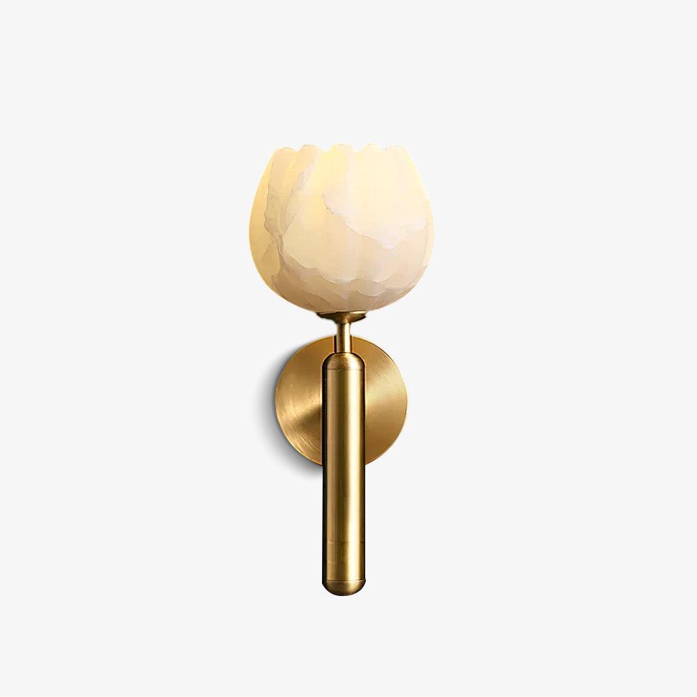 Brass Wall Sconce 12.2 in LED Indoor Alabaster Flower Decorative Lighting | Thomler