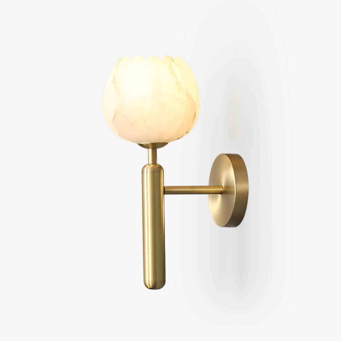 Brass Wall Sconce 12.2 in LED Indoor Alabaster Flower Decorative Lighting | Thomler