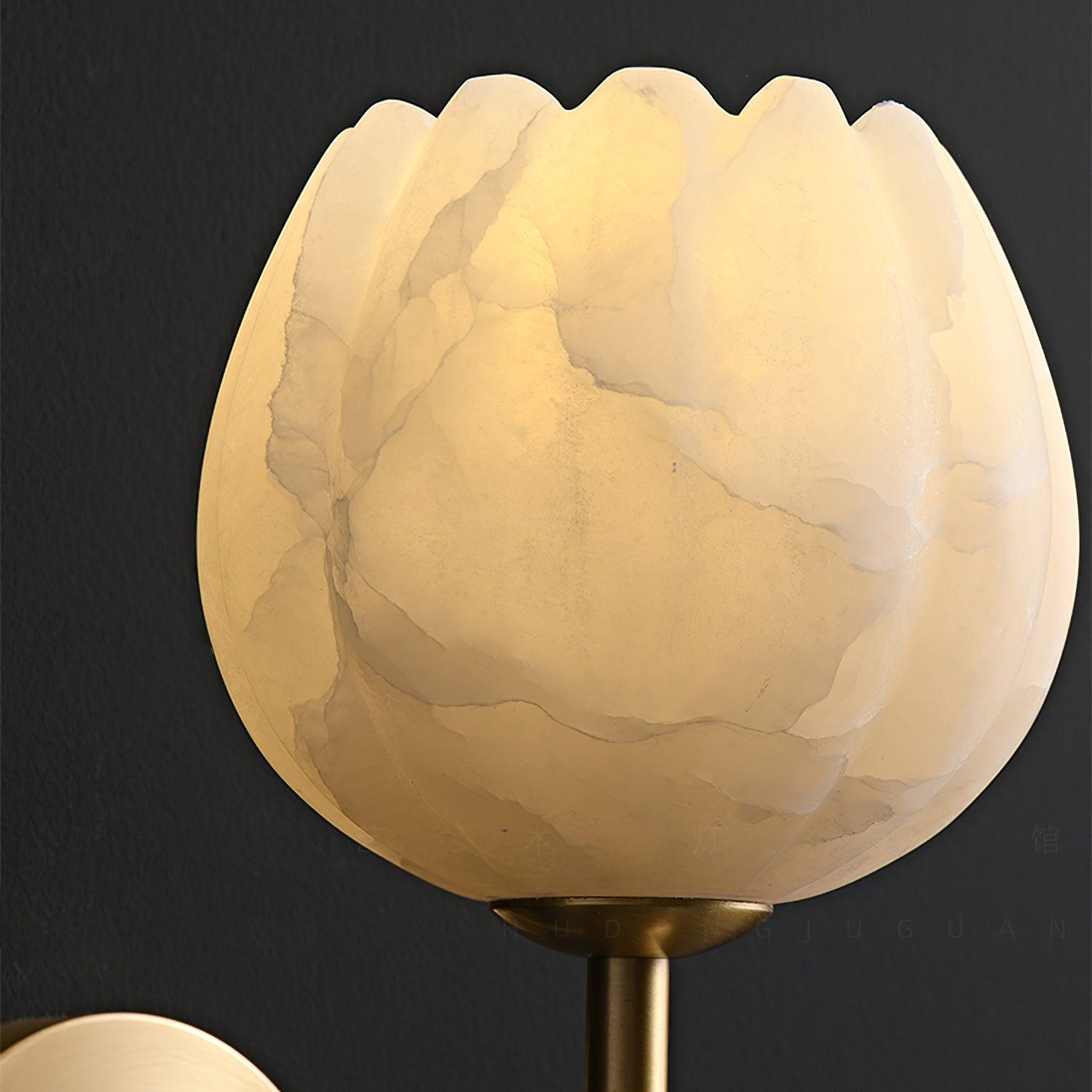 Brass Wall Sconce 12.2 in LED Indoor Alabaster Flower Decorative Lighting | Thomler
