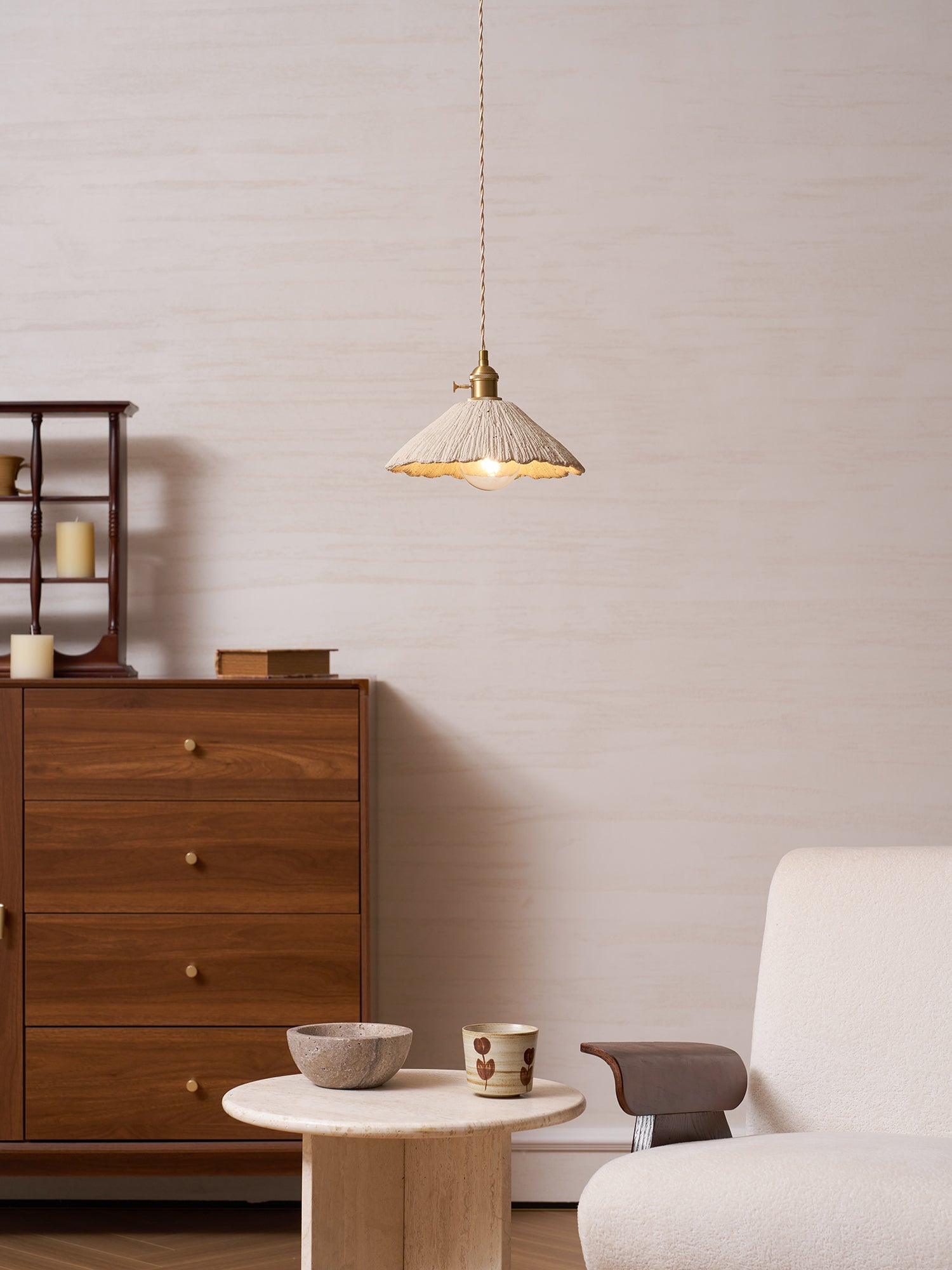 Pendant Light Cement 9.8 in Adjustable Modern Dining Room Kitchen Island Hanging Ceiling Lamp | Thomler