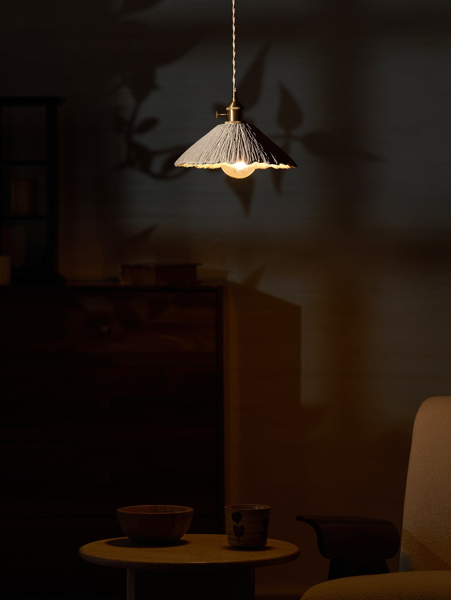 Pendant Light Cement 9.8 in Adjustable Modern Dining Room Kitchen Island Hanging Ceiling Lamp | Thomler