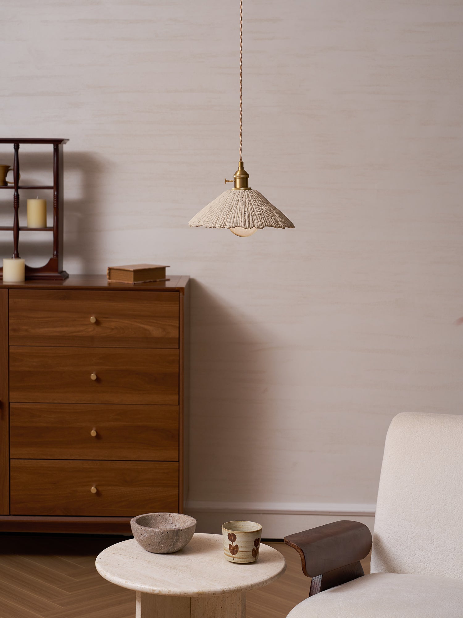 Pendant Light Cement 9.8 in Adjustable Modern Dining Room Kitchen Island Hanging Ceiling Lamp | Thomler