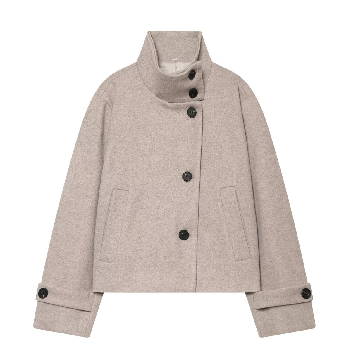 Women's Wool Coat with Notch Collar and Dolman Sleeves – Knee-Length Winter Jacket for Office and Casual Wear | Thomler