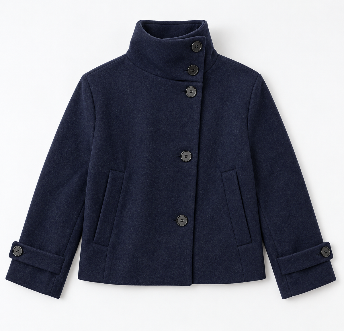 Women's Wool Coat with Notch Collar and Dolman Sleeves – Knee-Length Winter Jacket for Office and Casual Wear | Thomler