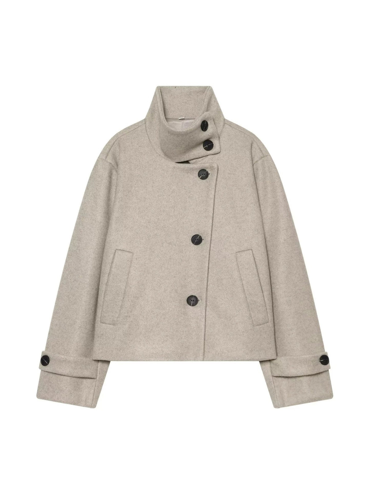 Women's Wool Coat with Notch Collar and Dolman Sleeves – Knee-Length Winter Jacket for Office and Casual Wear | Thomler