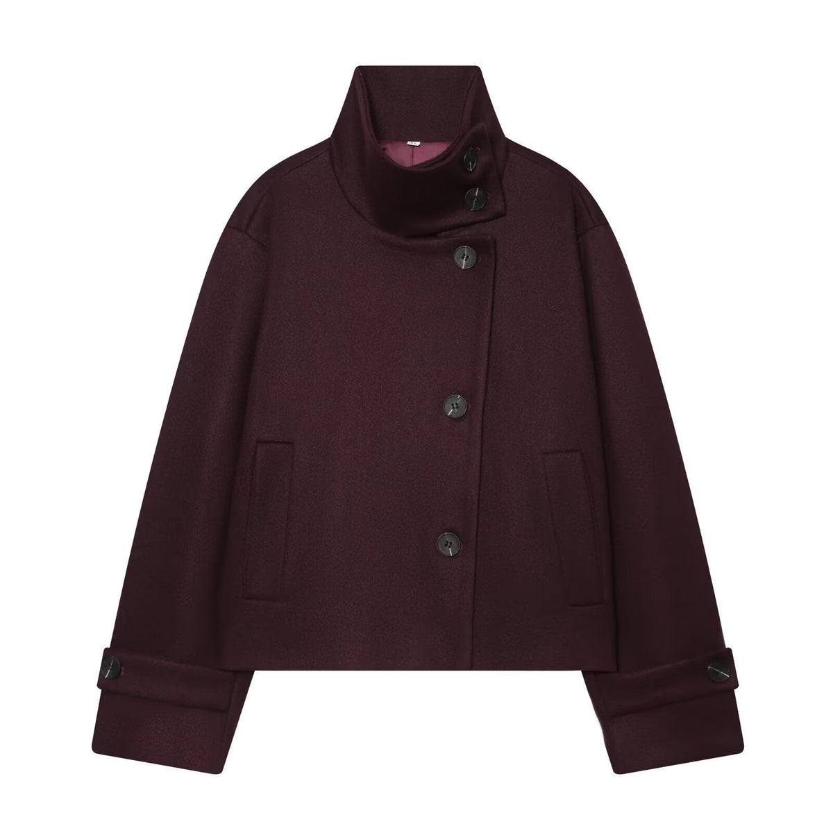 Women's Wool Coat with Notch Collar and Dolman Sleeves – Knee-Length Winter Jacket for Office and Casual Wear | Thomler