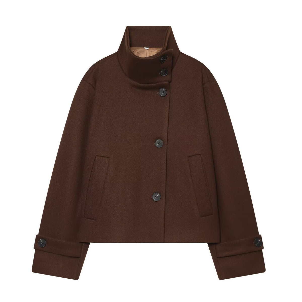 Women's Wool Coat with Notch Collar and Dolman Sleeves – Knee-Length Winter Jacket for Office and Casual Wear | Thomler