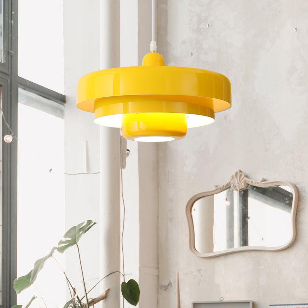 Round Metal Pendant Light 14-Inch Industrial Farmhouse Ceiling Fixture for Kitchen Island Dining Room Bedroom E26 Socket Green Orange | Thomler