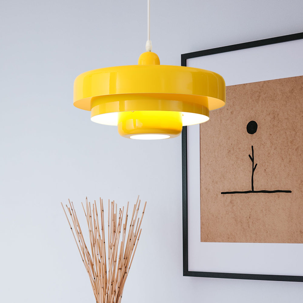 Round Metal Pendant Light 14-Inch Industrial Farmhouse Ceiling Fixture for Kitchen Island Dining Room Bedroom E26 Socket Green Orange | Thomler
