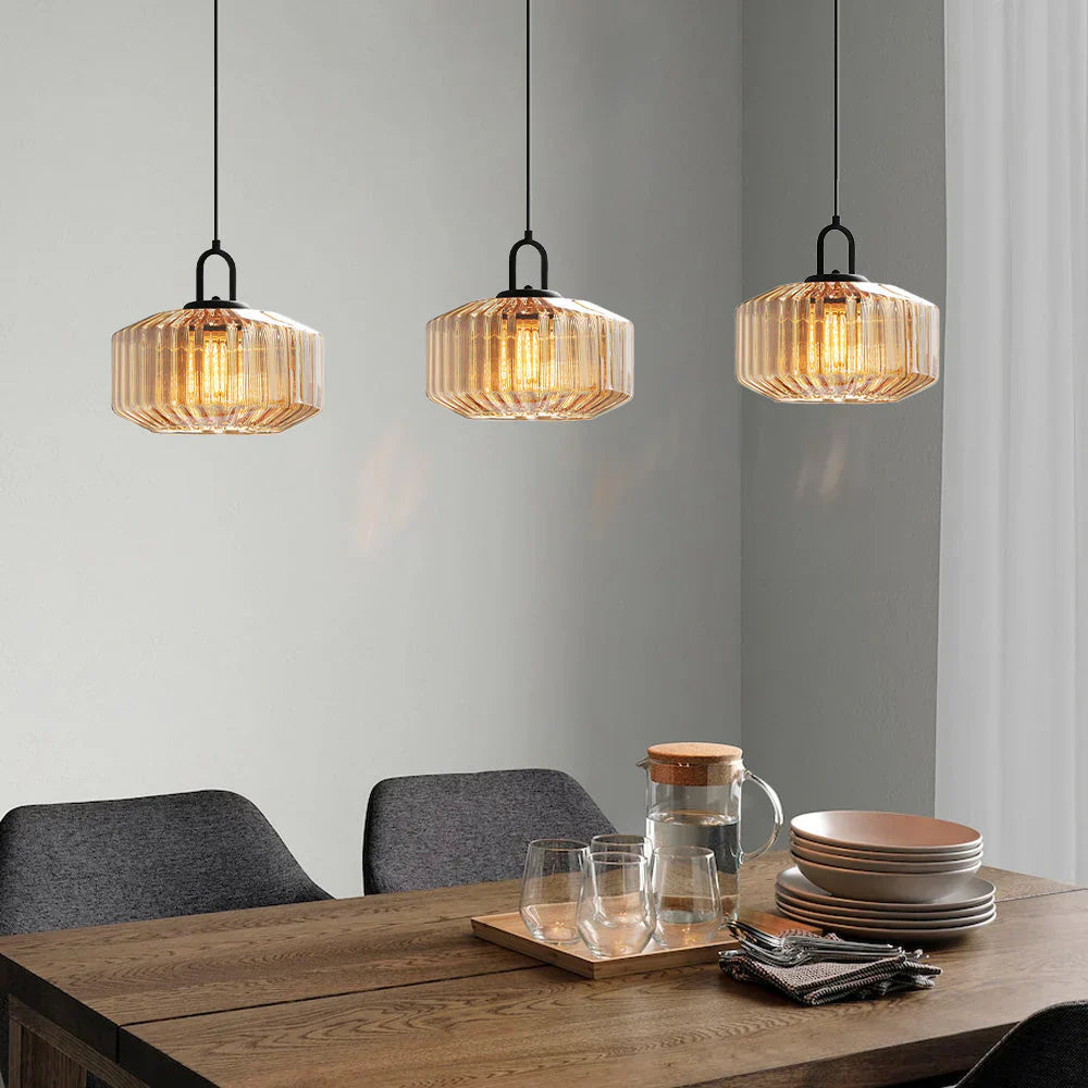 Pendant Light Hand Blown Glass 28.0 cm Green Dining Room Vintage Hanging Ceiling Lamp Minimalist LED Kitchen Island | Thomler
