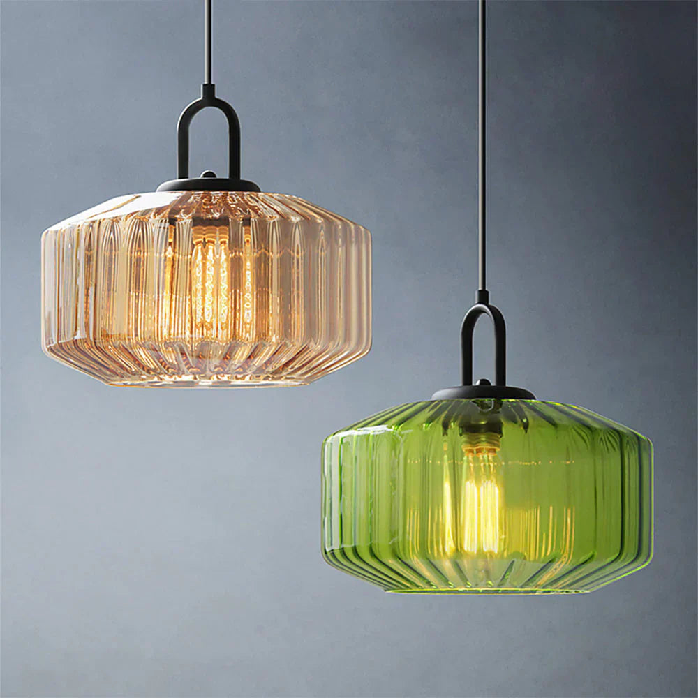Pendant Light Hand Blown Glass 28.0 cm Green Dining Room Vintage Hanging Ceiling Lamp Minimalist LED Kitchen Island | Thomler