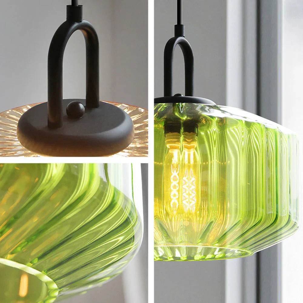 Pendant Light Hand Blown Glass 28.0 cm Green Dining Room Vintage Hanging Ceiling Lamp Minimalist LED Kitchen Island | Thomler