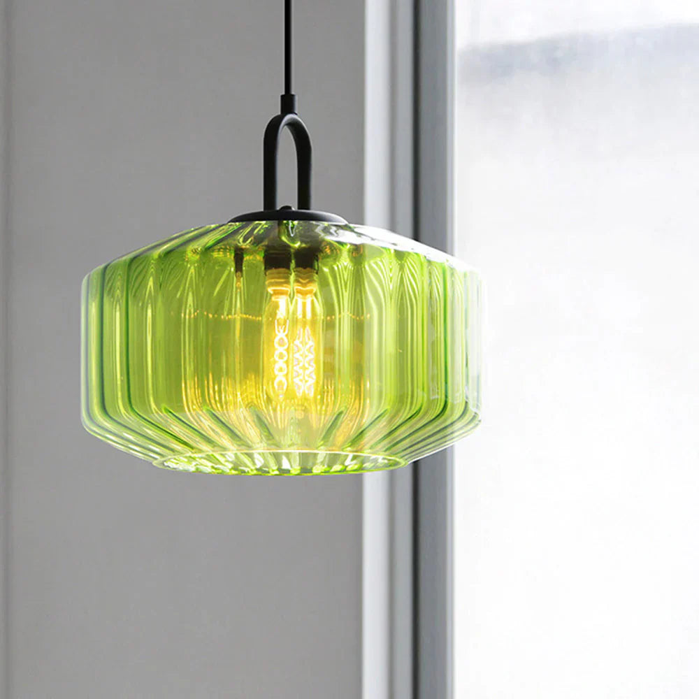 Pendant Light Hand Blown Glass 28.0 cm Green Dining Room Vintage Hanging Ceiling Lamp Minimalist LED Kitchen Island | Thomler