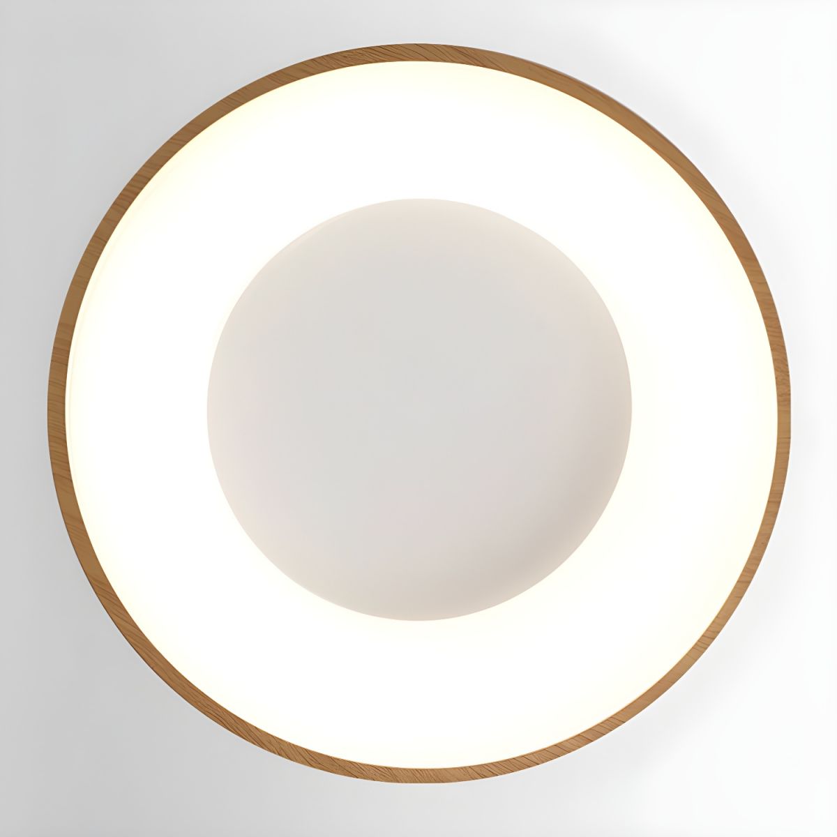 Ceiling Light Wood Look LED 40.0 cm White Flush Mount Living Room Bedroom Hallway Scandinavian Ceiling Lamp | Thomler