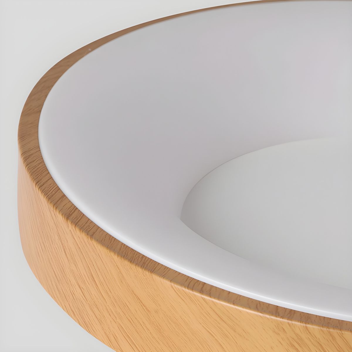 Ceiling Light Wood Look LED 40.0 cm White Flush Mount Living Room Bedroom Hallway Scandinavian Ceiling Lamp | Thomler