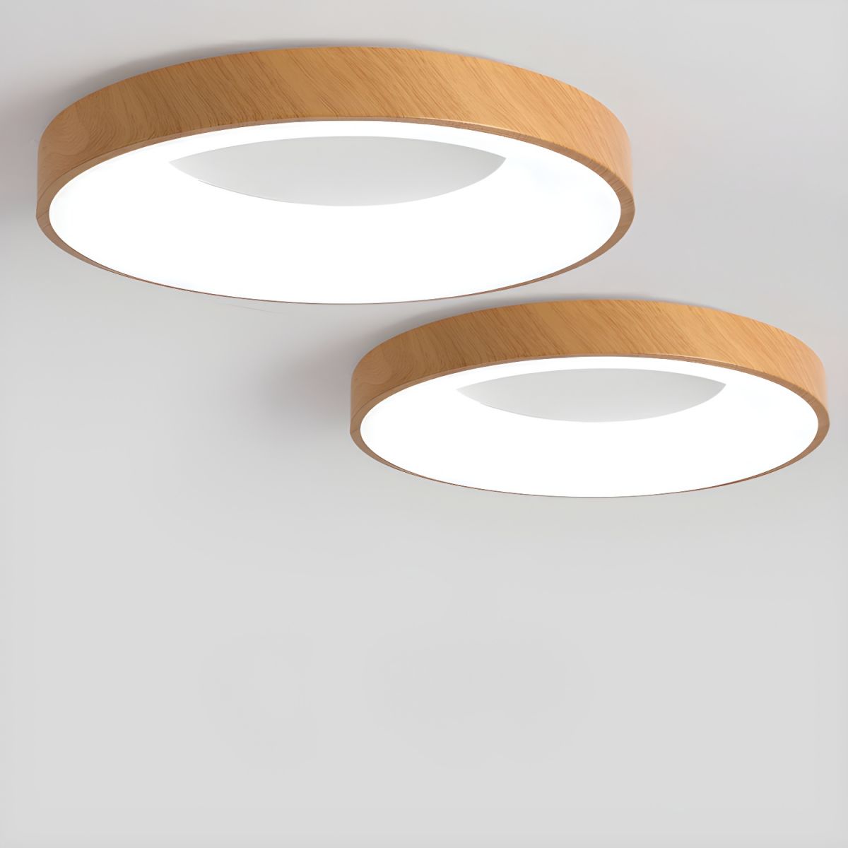 Ceiling Light Wood Look LED 40.0 cm White Flush Mount Living Room Bedroom Hallway Scandinavian Ceiling Lamp | Thomler