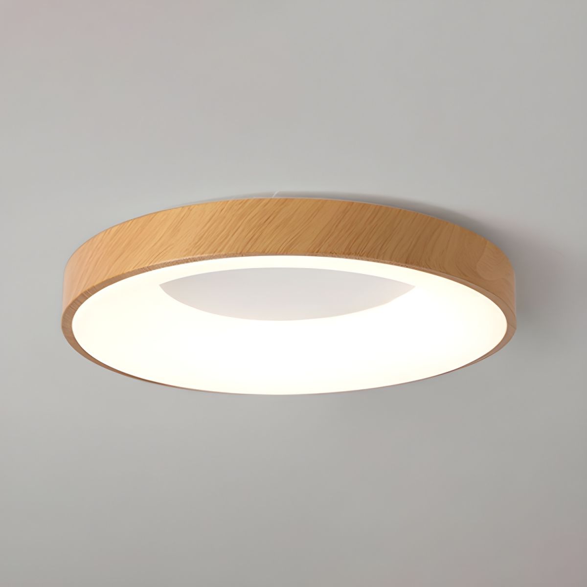 Ceiling Light Wood Look LED 40.0 cm White Flush Mount Living Room Bedroom Hallway Scandinavian Ceiling Lamp | Thomler