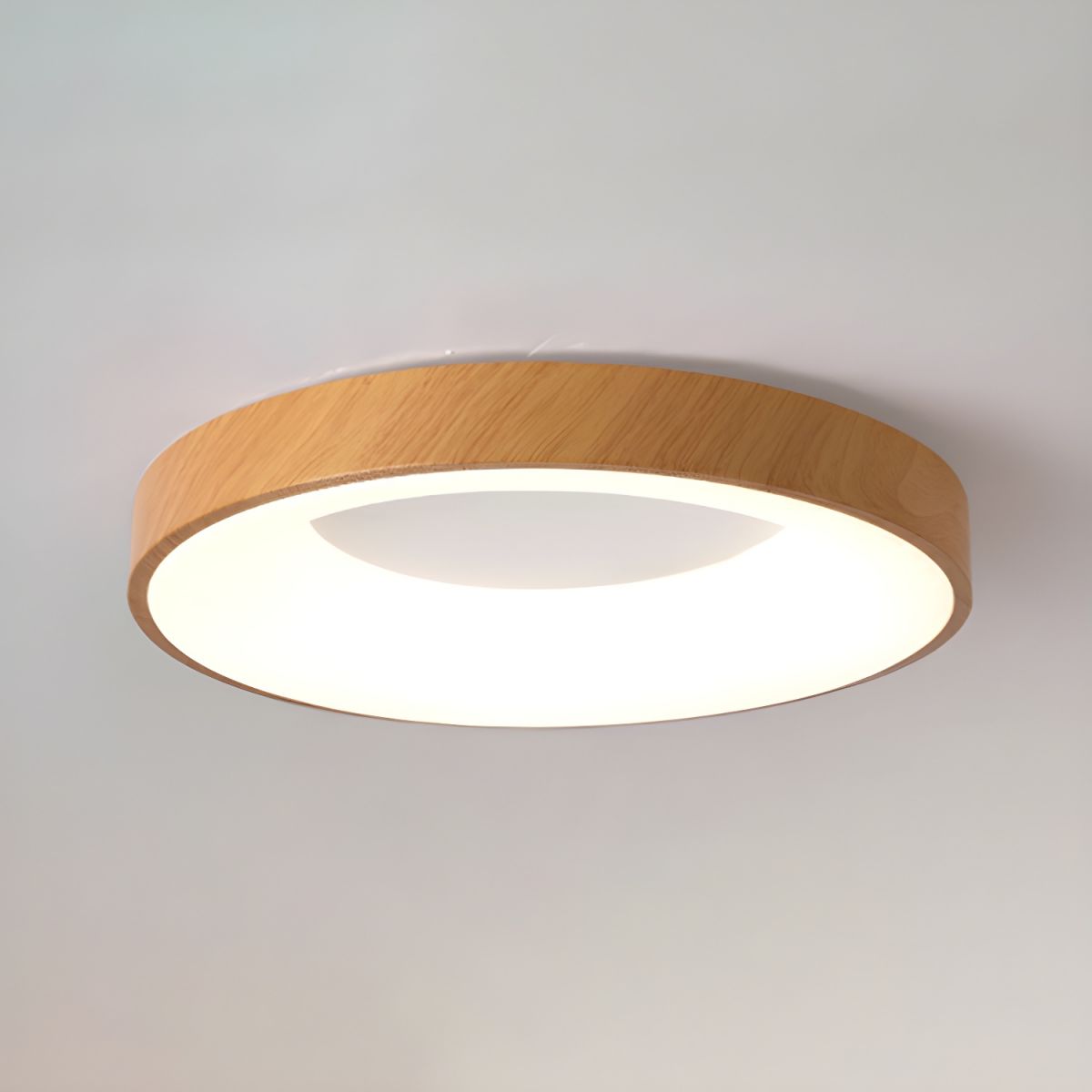Ceiling Light Wood Look LED 40.0 cm White Flush Mount Living Room Bedroom Hallway Scandinavian Ceiling Lamp | Thomler
