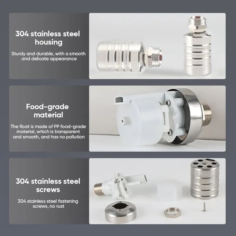 Compact Stainless Steel Float Valve for Automatic Water Level Control in Tanks, Barrels & Ponds | Thomler