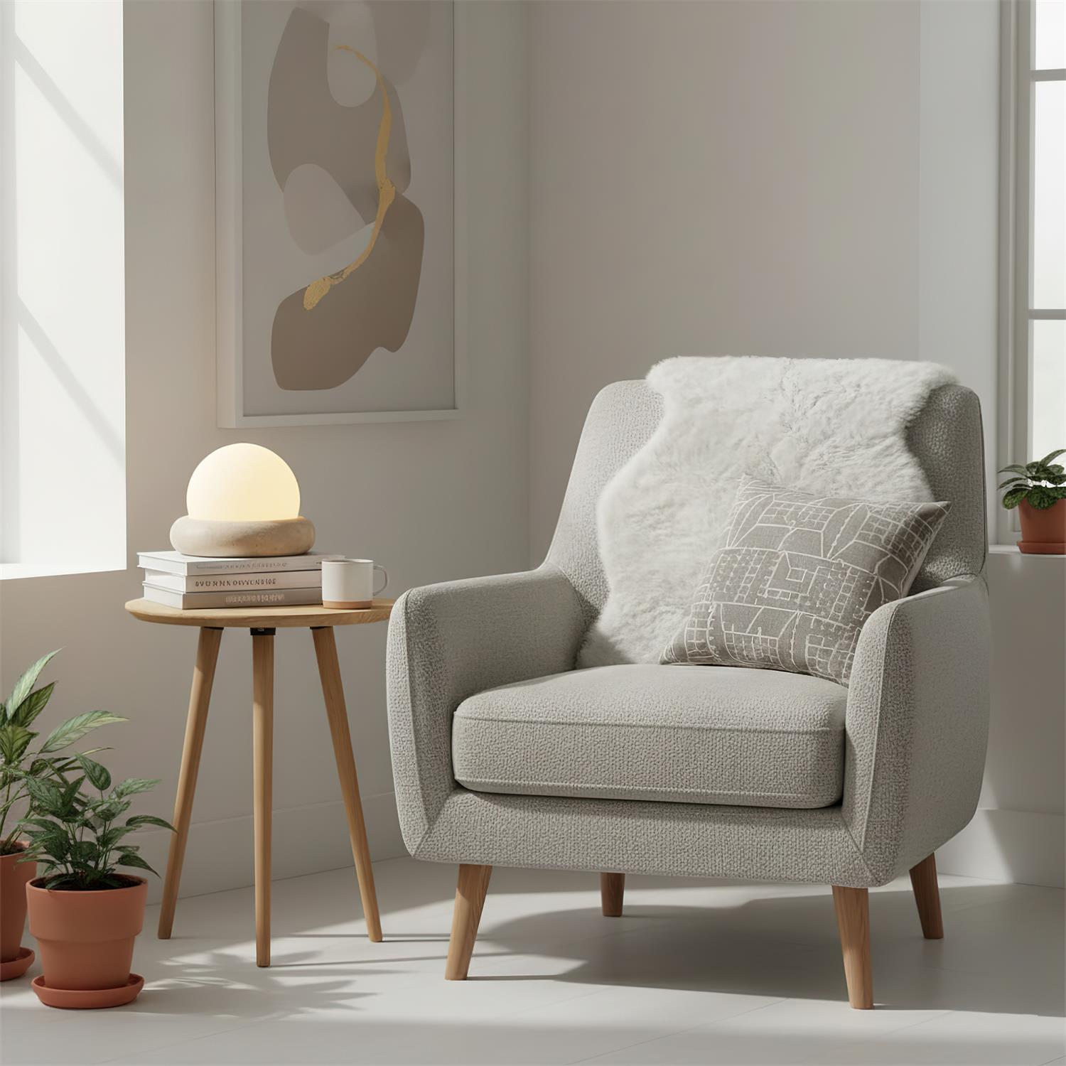 Table Lamp Travertine Base 6.1 in x 4.7 in Frosted Acrylic LED Rechargeable Bedroom Living Room Ambient Light | Thomler