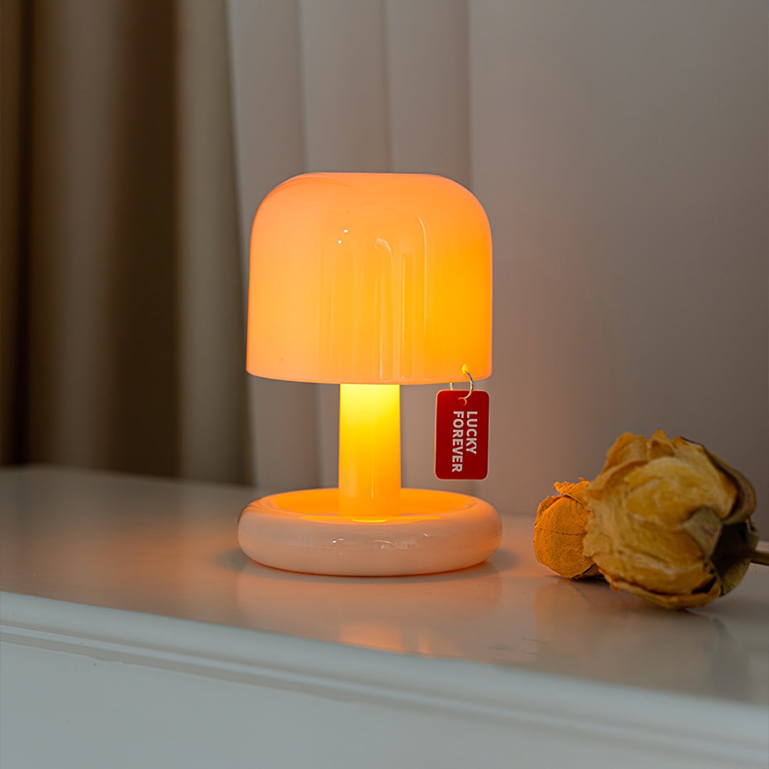 Table Lamp Acrylic 4.1 in Warm White LED Milky White Bedside Desk Light Compact Minimalist | Thomler