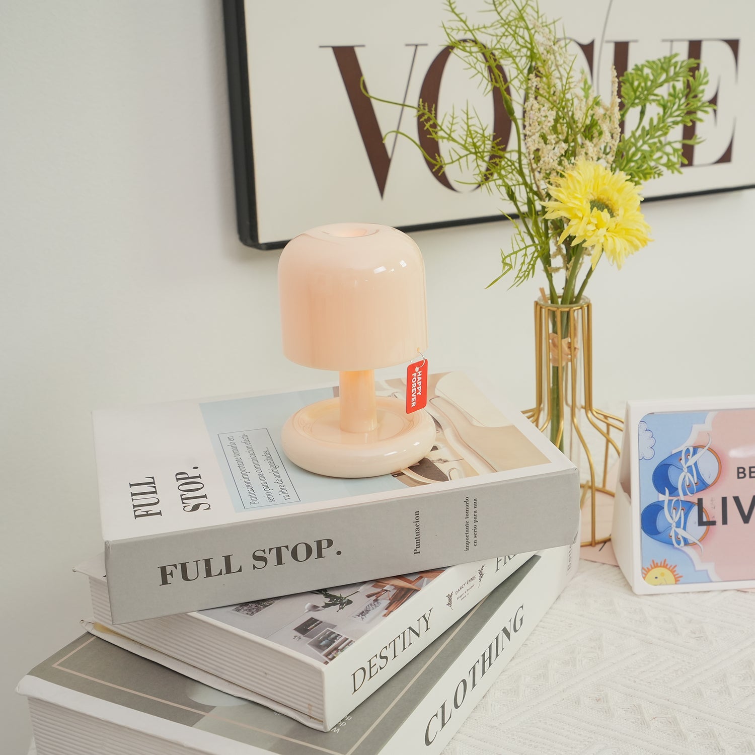Table Lamp Acrylic 4.1 in Warm White LED Milky White Bedside Desk Light Compact Minimalist | Thomler